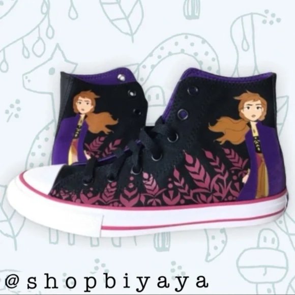 Converse Disney Girls Frozen Anna Elsa Hi Top Kids Shoes Size 3 Kids 21.5cm - Picture 1 of 6